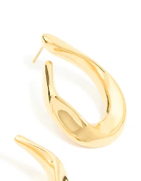 Waterproof Gold Plated Stainless Steel Organic Teardrop Stud Earrings