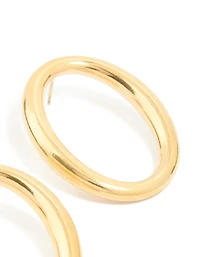 Waterproof Gold Plated Stainless Steel Oval Open Doughnut Stud Earrings