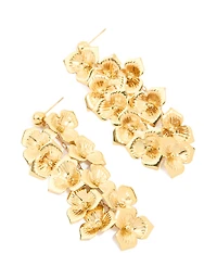 Boucles d’oreilles en cascade en cascade en fleurs en acier inoxydable plaquées or imperméables