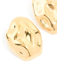 Waterproof Gold Plated Stainless Steel Pebble Stud Earrings