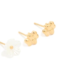 Waterproof Gold Plated Stainless Steel Garden Party Earrings 3-Pack