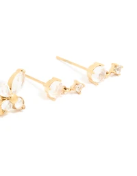 Waterproof Gold Plated Stainless Steel Cubic Zirconia Garden Party Earrings 3-Pack