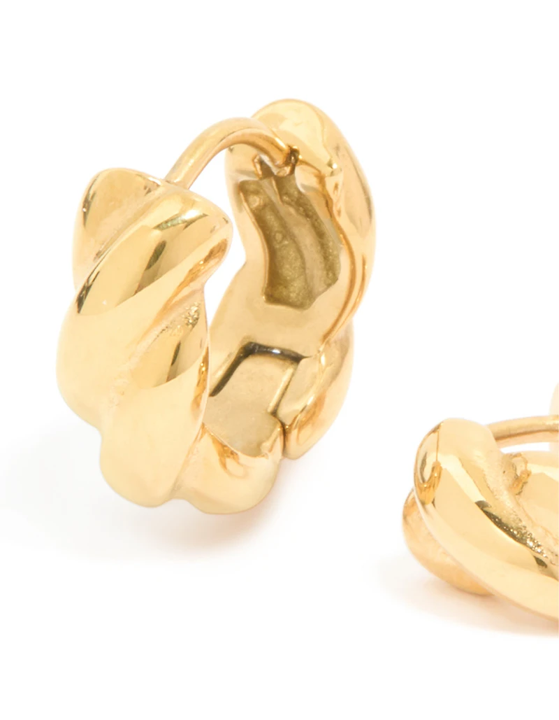 Boucles d’oreilles Huggie en acier inoxydable, étanches en acier inoxydable, tressées