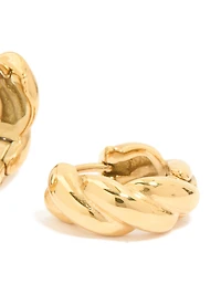 Boucles d’oreilles Huggie en acier inoxydable, étanches en acier inoxydable, tressées