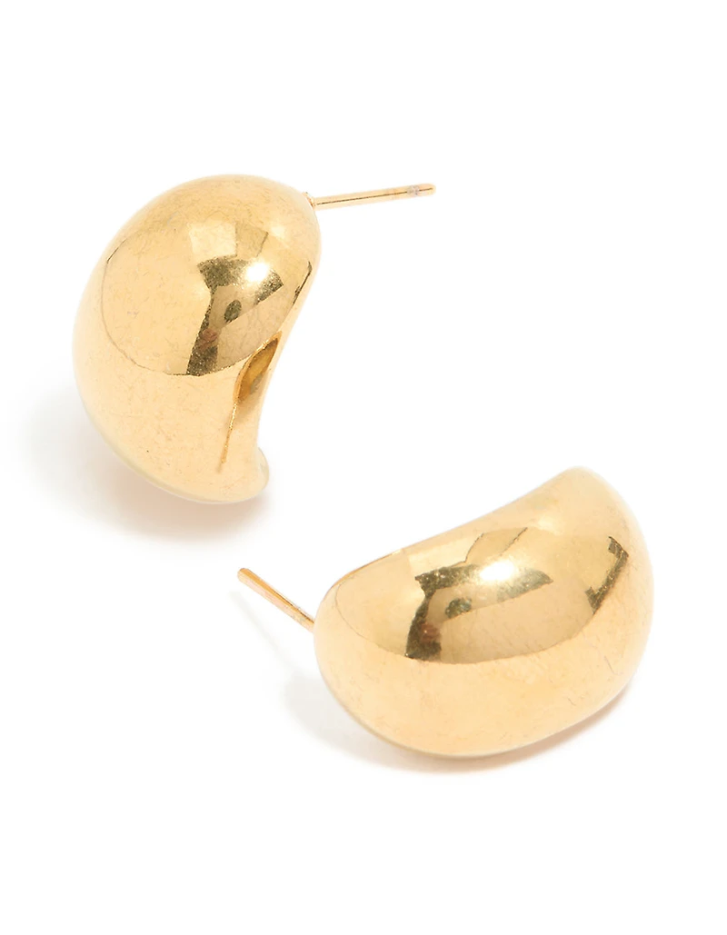 Boucles d’oreilles rondes rondes en acier inoxydable plaquées or et imperméables