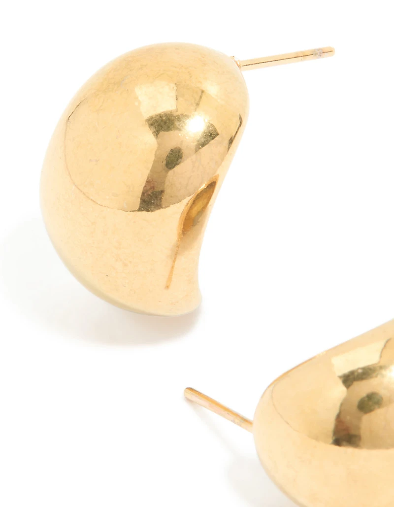 Boucles d’oreilles rondes rondes en acier inoxydable plaquées or et imperméables