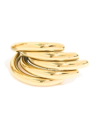 Waterproof Gold Plated Stainless Steel Triple Row Hoop Earrings
