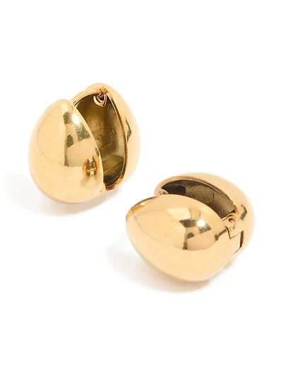 Waterproof Gold Plated Stainless Steel Chunky Pebble Huggie Earrings