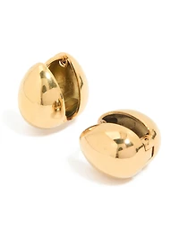 Waterproof Gold Plated Stainless Steel Chunky Pebble Huggie Earrings