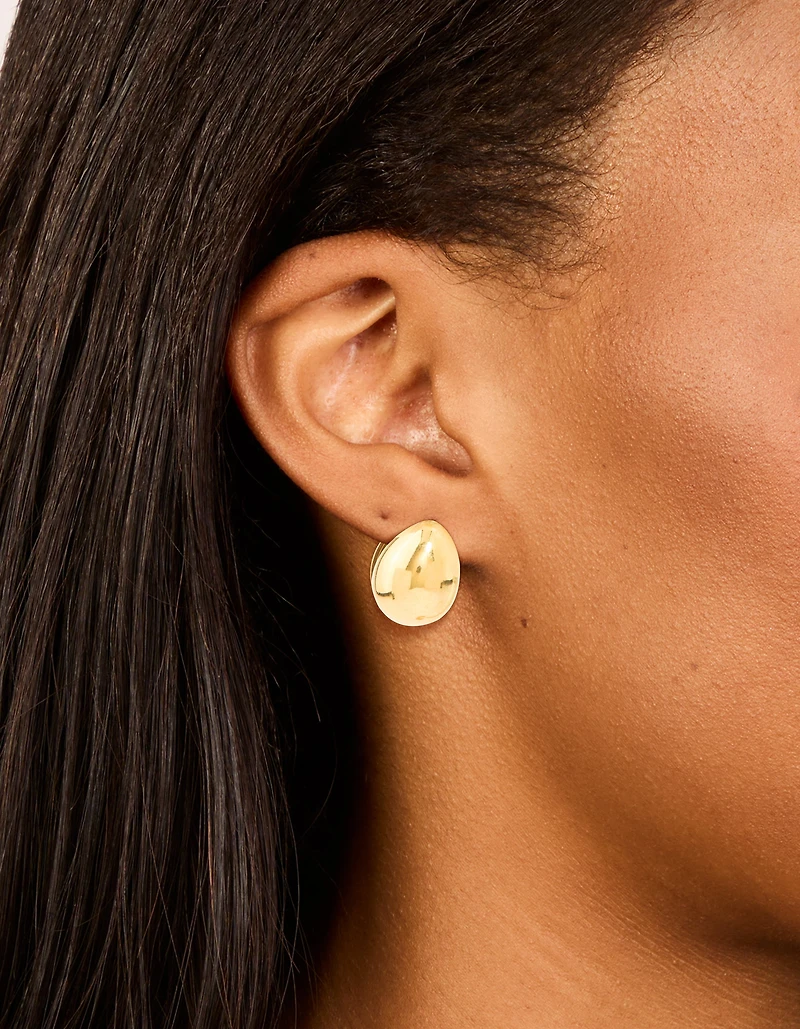 Waterproof Gold Plated Stainless Steel Chunky Pebble Huggie Earrings