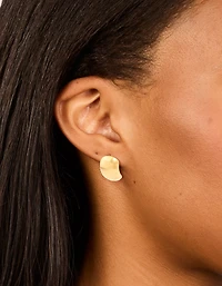 Waterproof Gold Plated Stainless Steel Brushed Pebble Earrings