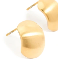 Waterproof Gold Plated Stainless Steel Brushed Pebble Earrings