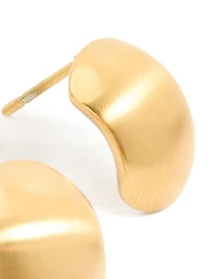 Waterproof Gold Plated Stainless Steel Brushed Pebble Earrings