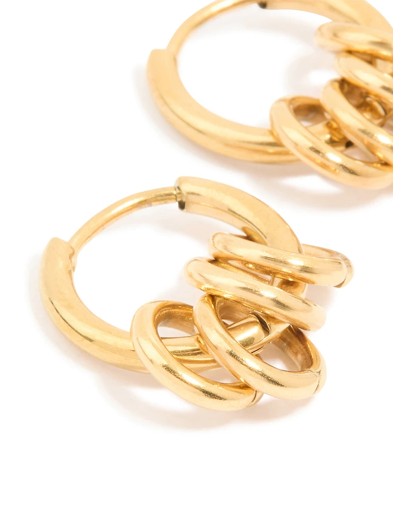 Boucles d’oreilles Huggie en acier inoxydable imperméable plaquées or