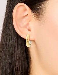 Waterproof Mixed Metal Plated Stainless Steel Huggie Earrings 12 MM