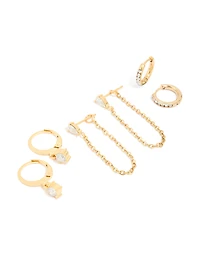 Sac d’empilement de boucles d’oreilles cubes en zircone pavé en acier inoxydable imperméable