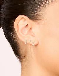 Huggie et sac d’empilement à chaîne en zircone cubique en acier inoxydable plaqué or et imperméable