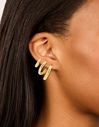 Boucles d’oreilles Huggie en acier inoxydable étanche, plaquées or et détails mixtes, pack de 3