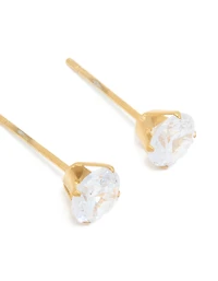 Waterproof Gold Plated Stainless Steel Cubic Zirconia Hoop & Stud Earrings 3-Pack