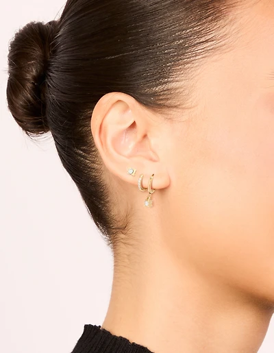 Waterproof Gold Plated Stainless Steel Diamante Earrings 3-Pack