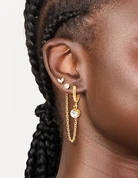 Waterproof Gold Plated Stainless Steel Cubic Zirconia Mixed Earrings 2-Pack