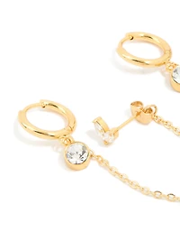 Waterproof Gold Plated Stainless Steel Cubic Zirconia Mixed Earrings 2-Pack