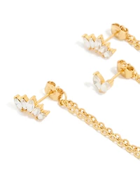 Waterproof Gold Plated Stainless Steel Marquise Earrings 3-Pack