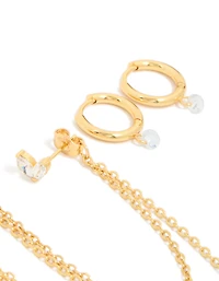 Boucles d’oreilles Marquise en acier inoxydable plaquées or étanches en paquet de 3