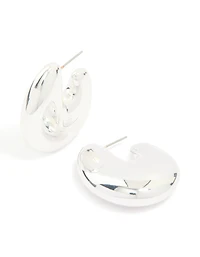 Silver Thick Bubble Hoop Earrings