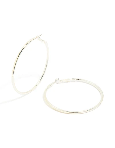 Silver Thin Round Hoop Earrings