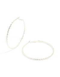 Silver Twisted Thin Hoop Earrings
