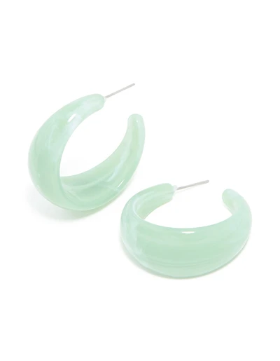 Sage Green Acrylic Marble Hoop Earrings