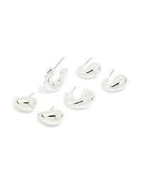 Silver Thick Bubble Stud Earrings 3-Pack