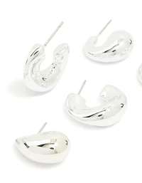 Silver Thick Bubble Stud Earrings 3-Pack