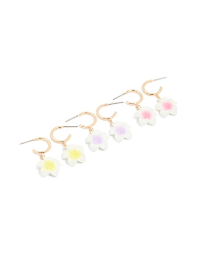 Gold Frangipani Huggie Earrings 3-Pack