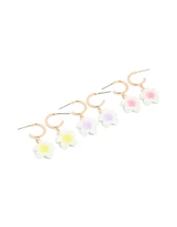 Gold Frangipani Huggie Earrings 3-Pack