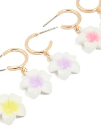 Gold Frangipani Huggie Earrings 3-Pack