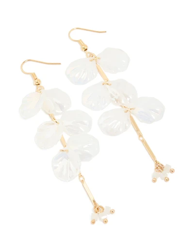 Gold Iridescent Petal Drop Earrings