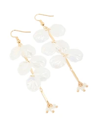 Gold Iridescent Petal Drop Earrings