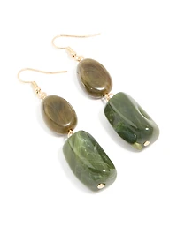 Boucles d’oreilles rectangulaires rectangulaires à perles dorées