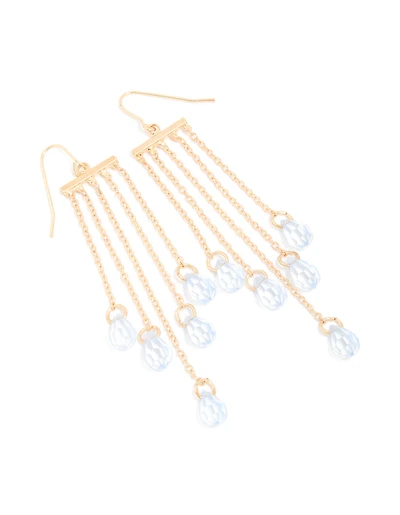 Gold Diamante Multi Chain Drop Earrings