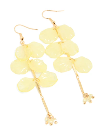 Gold Beaded & Petals Drop Earrings