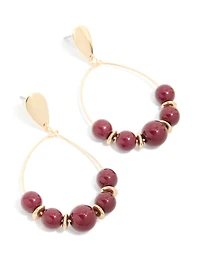 Boucles d’oreilles perlées dorées rouge foncé