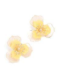 Boucles d’oreilles en métal fleur jaune dorée