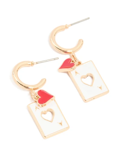 Boucles d’oreilles Huggie avec carte de cœur d’or