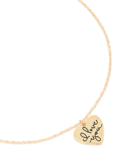 Gold 'I Love You' Heart Necklace