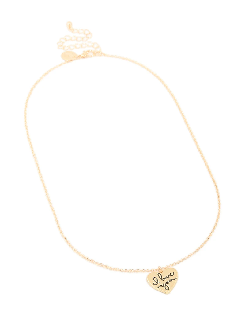 Gold 'I Love You' Heart Necklace
