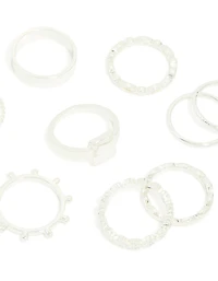 Silver Textured Signet Rings 10-Pack
