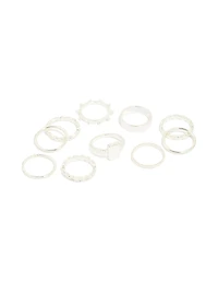Silver Textured Signet Rings 10-Pack