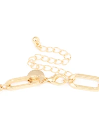 Gold Pearl & Multicoloured Diamantes Long Necklace